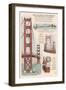San Francisco, CA, Golden Gate Bridge Technical Drawing-Lantern Press-Framed Art Print