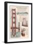 San Francisco, CA, Golden Gate Bridge Technical Drawing-Lantern Press-Framed Art Print