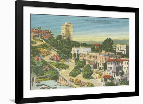 San Francisco, CA - Lombard St. Crooked Street View-Lantern Press-Framed Art Print