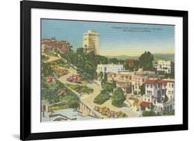 San Francisco, CA - Lombard St. Crooked Street View-Lantern Press-Framed Art Print