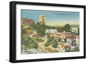 San Francisco, CA - Lombard St. Crooked Street View-Lantern Press-Framed Art Print