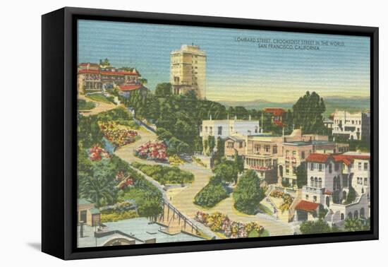 San Francisco, CA - Lombard St. Crooked Street View-Lantern Press-Framed Stretched Canvas