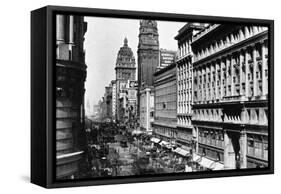 San Francisco, CA Market Street from Fifth Photograph - San Francisco, CA-Lantern Press-Framed Stretched Canvas