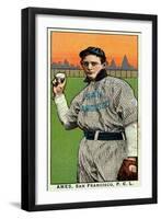 San Francisco, CA, San Francisco Pacific Coast League, Ames, Baseball Card-Lantern Press-Framed Art Print