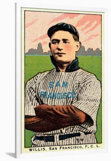 San Francisco, CA, San Francisco Pacific Coast League, Willis, Baseball Card-Lantern Press-Framed Art Print