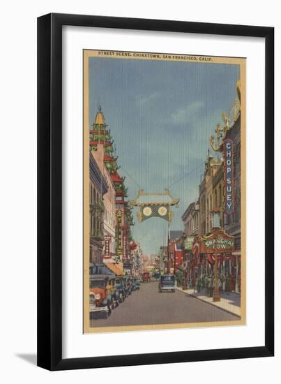 San Francisco, CA - Street Scene of Chinatown-Lantern Press-Framed Art Print