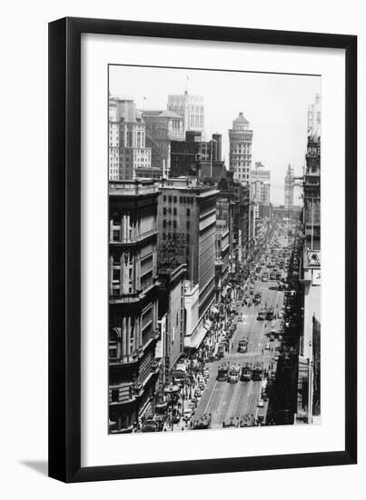 San Francisco, CA View of Market Street Photograph - San Francisco, CA-Lantern Press-Framed Art Print