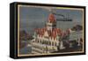 San Francisco, CA - View of Old Cliff House-Lantern Press-Framed Stretched Canvas