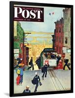 "San Francisco Cable Car," Saturday Evening Post Cover, September 29, 1945-Mead Schaeffer-Framed Giclee Print