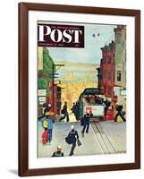 "San Francisco Cable Car," Saturday Evening Post Cover, September 29, 1945-Mead Schaeffer-Framed Giclee Print