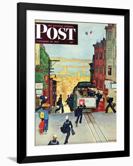 "San Francisco Cable Car," Saturday Evening Post Cover, September 29, 1945-Mead Schaeffer-Framed Giclee Print