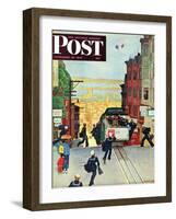 "San Francisco Cable Car," Saturday Evening Post Cover, September 29, 1945-Mead Schaeffer-Framed Premium Giclee Print