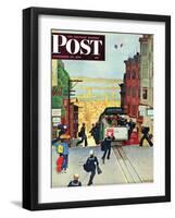 "San Francisco Cable Car," Saturday Evening Post Cover, September 29, 1945-Mead Schaeffer-Framed Premium Giclee Print