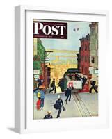 "San Francisco Cable Car," Saturday Evening Post Cover, September 29, 1945-Mead Schaeffer-Framed Premium Giclee Print