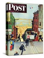 "San Francisco Cable Car," Saturday Evening Post Cover, September 29, 1945-Mead Schaeffer-Stretched Canvas