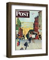 "San Francisco Cable Car," Saturday Evening Post Cover, September 29, 1945-Mead Schaeffer-Framed Giclee Print