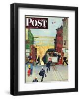 "San Francisco Cable Car," Saturday Evening Post Cover, September 29, 1945-Mead Schaeffer-Framed Giclee Print