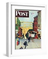 "San Francisco Cable Car," Saturday Evening Post Cover, September 29, 1945-Mead Schaeffer-Framed Giclee Print