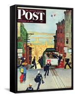 "San Francisco Cable Car," Saturday Evening Post Cover, September 29, 1945-Mead Schaeffer-Framed Stretched Canvas