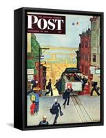"San Francisco Cable Car," Saturday Evening Post Cover, September 29, 1945-Mead Schaeffer-Framed Stretched Canvas