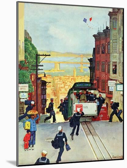 "San Francisco Cable Car," September 29, 1945-Mead Schaeffer-Mounted Giclee Print