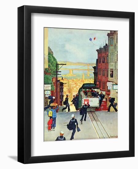 "San Francisco Cable Car," September 29, 1945-Mead Schaeffer-Framed Premium Giclee Print