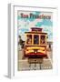 San Francisco Cable Car - United Air Lines - Vintage Travel Poster, 1957-Stan Galli-Framed Art Print