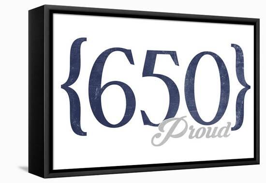 San Francisco, California - 650 Area Code (Blue)-Lantern Press-Framed Stretched Canvas