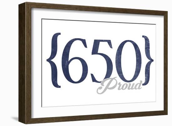 San Francisco, California - 650 Area Code (Blue)-Lantern Press-Framed Art Print