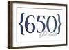 San Francisco, California - 650 Area Code (Blue)-Lantern Press-Framed Art Print