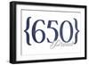 San Francisco, California - 650 Area Code (Blue)-Lantern Press-Framed Art Print