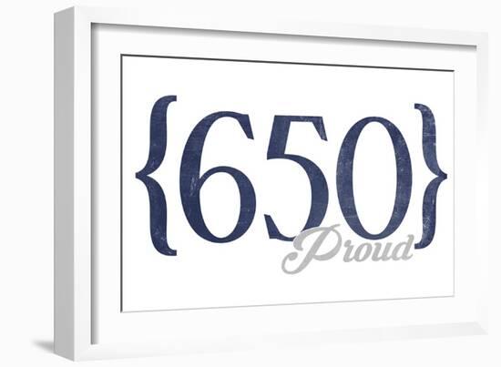 San Francisco, California - 650 Area Code (Blue)-Lantern Press-Framed Art Print