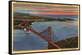 San Francisco, California - Aerial of Golden Gate Bridge & Bay Area-Lantern Press-Framed Stretched Canvas