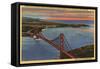 San Francisco, California - Aerial of Golden Gate Bridge & Bay Area-Lantern Press-Framed Stretched Canvas