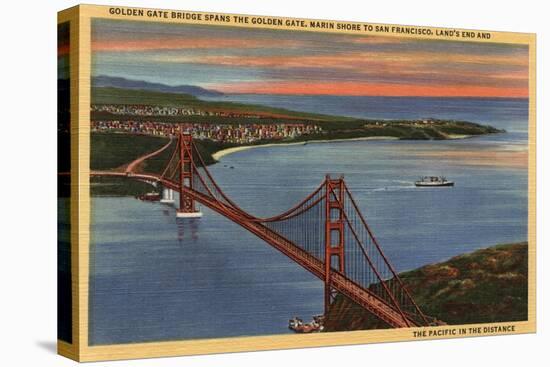 San Francisco, California - Aerial of Golden Gate Bridge & Bay Area-Lantern Press-Stretched Canvas