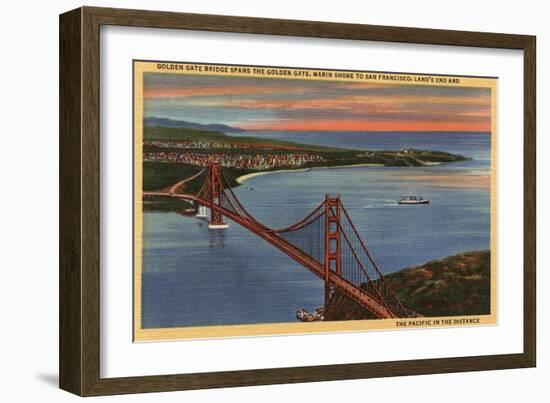 San Francisco, California - Aerial of Golden Gate Bridge & Bay Area-Lantern Press-Framed Art Print