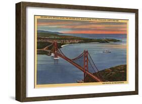 San Francisco, California - Aerial of Golden Gate Bridge & Bay Area-Lantern Press-Framed Art Print