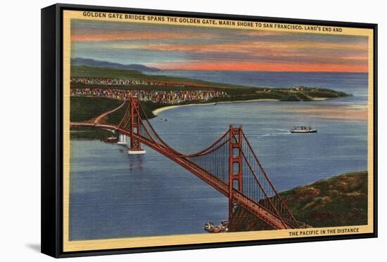 San Francisco, California - Aerial of Golden Gate Bridge & Bay Area-Lantern Press-Framed Stretched Canvas