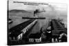 San Francisco, California - Bay Marine Docks, Goat Island View-Lantern Press-Stretched Canvas