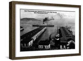 San Francisco, California - Bay Marine Docks, Goat Island View-Lantern Press-Framed Art Print