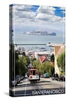 San Francisco, California - Cable Car and Alcatraz Island-Lantern Press-Stretched Canvas