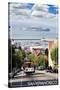 San Francisco, California - Cable Car and Alcatraz Island-Lantern Press-Stretched Canvas