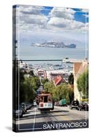 San Francisco, California - Cable Car and Alcatraz Island-Lantern Press-Stretched Canvas