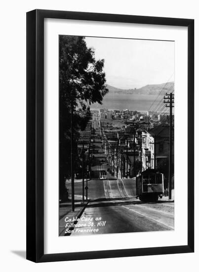San Francisco, California - Cable Cars on Fillmore Street Hill-Lantern Press-Framed Art Print