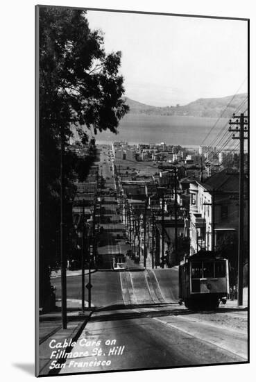 San Francisco, California - Cable Cars on Fillmore Street Hill-Lantern Press-Mounted Art Print