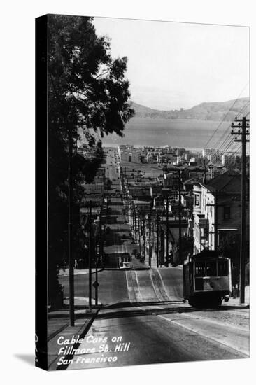 San Francisco, California - Cable Cars on Fillmore Street Hill-Lantern Press-Stretched Canvas