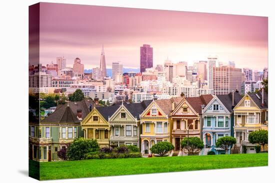 San Francisco, California Cityscape at Alamo Square.-SeanPavonePhoto-Stretched Canvas