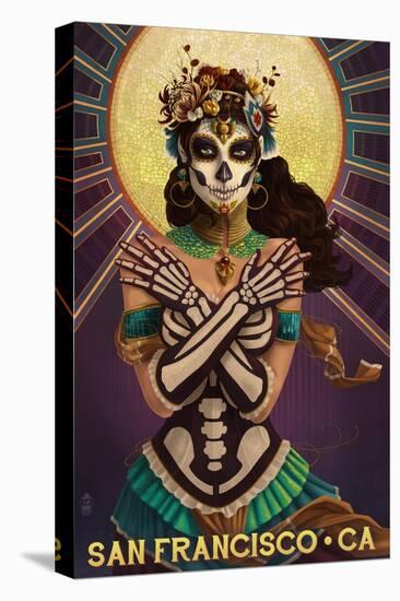 San Francisco, California - Day of the Dead - Crossbones-Lantern Press-Stretched Canvas