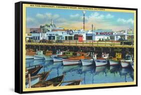 San Francisco, California - Dimaggio's Restaurant on Fisherman's Wharf-Lantern Press-Framed Stretched Canvas