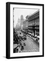 San Francisco, California - Emporium and Market Street Cable Cars-Lantern Press-Framed Art Print